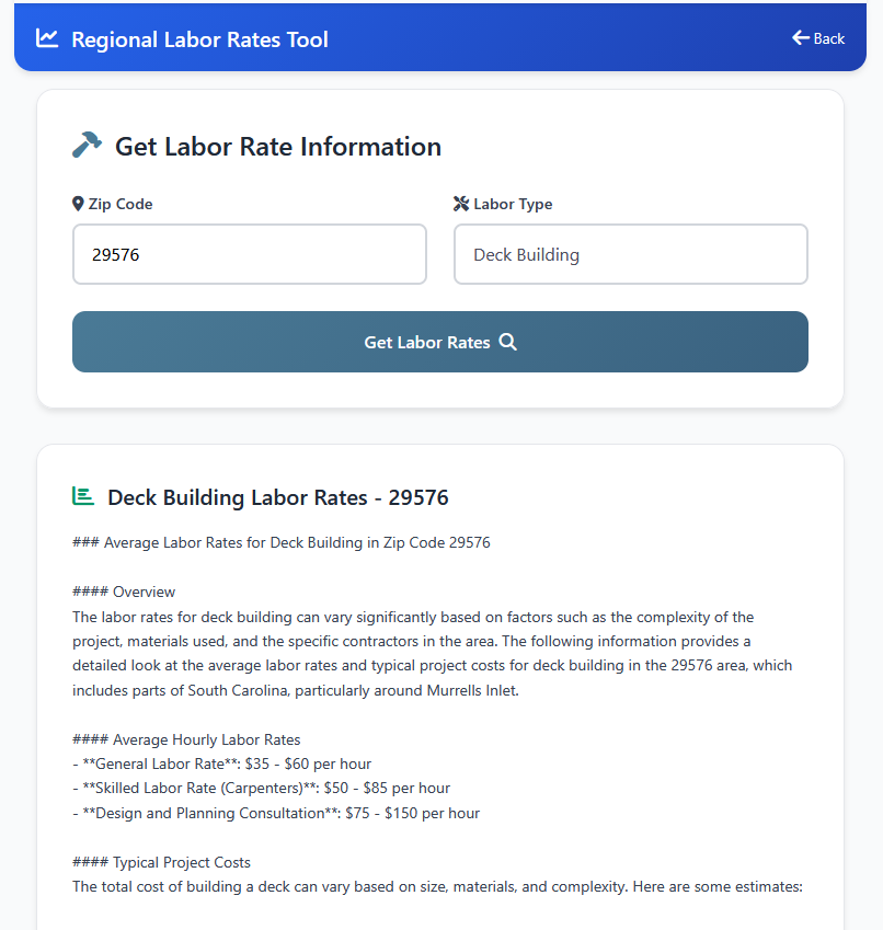 BidHero Regional Labor Rates - AI-powered labor rate intelligence by zip code